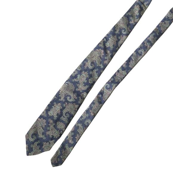 Preswick and Moore Silk Tie Handmade Dusty Blue Lavender Gray Chambray EUC - Picture 1 of 5